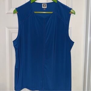 Ann Klein Blue Sleeveless Blouse Sz XL